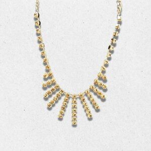 Rhinestone Waterfalls Crystal Necklace Graduated Spray Lobster Clasp Gold W OS